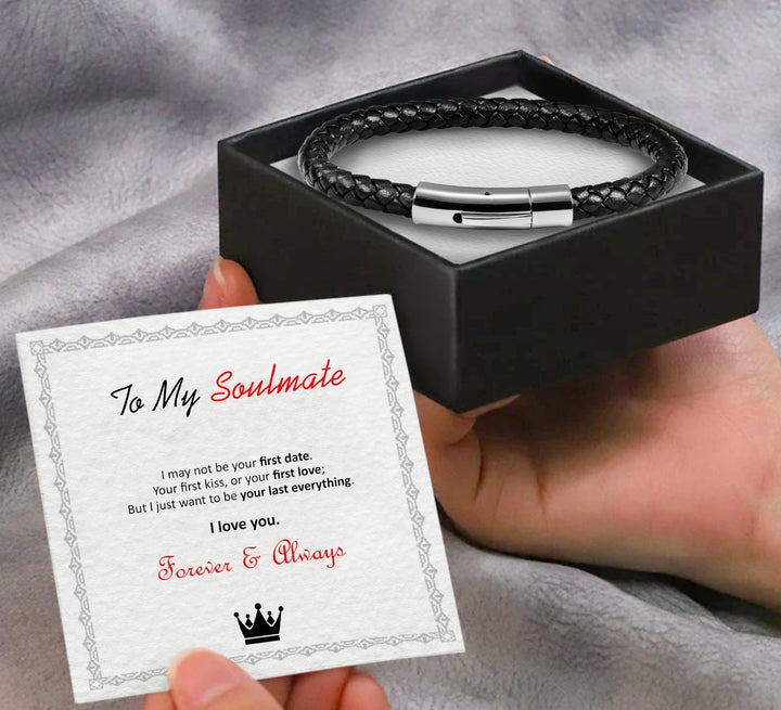 To My Husband/Soulmate Premium Leather Bracelet - FREE Gift box with Card - Luxesmith - Handcrafted Jewellery