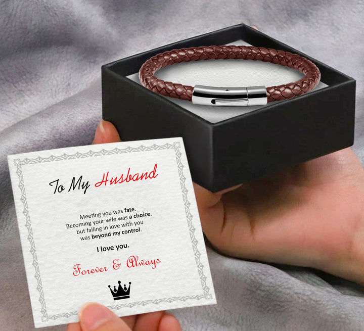 To My Husband/Soulmate Premium Leather Bracelet - FREE Gift box with Card - Luxesmith - Handcrafted Jewellery