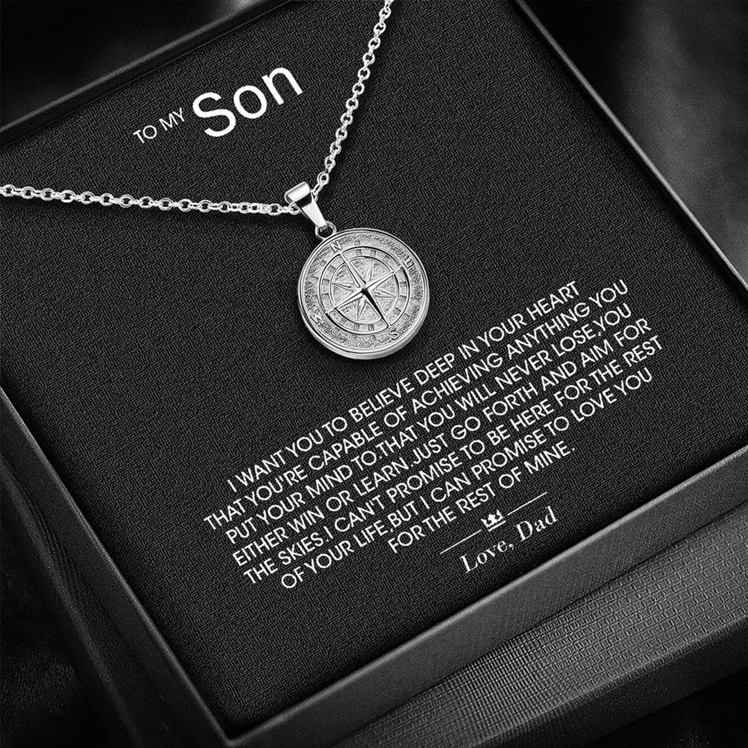 "To My Son" - Compass Pendant - Luxesmith - Handcrafted Jewellery