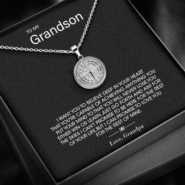 "To My Son/Grandson" - Compass Pendant - Luxesmith - Handcrafted Jewellery